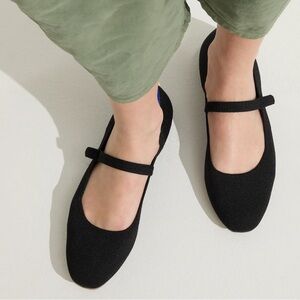 Rothy's Black Flats with Textured Upper and Strap